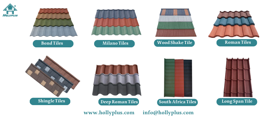 types of stone coated steel roof tiles