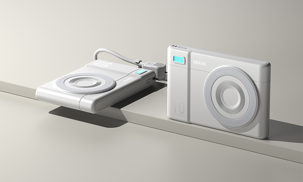 white magnetic power bank