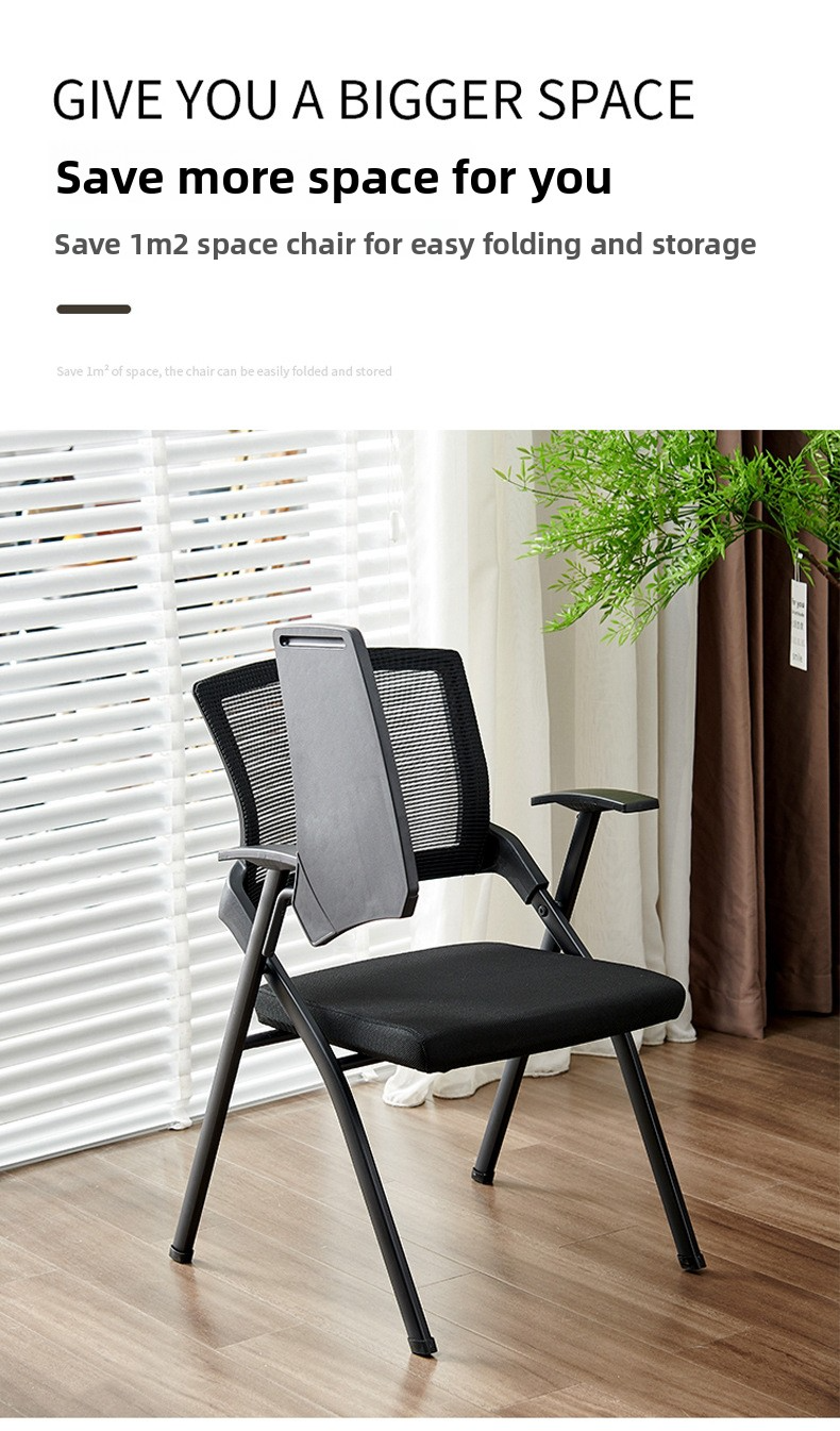 Folding Office Chair,Ergonomic Portable Chair,Folding Arm Desk Chair Wholesale Stacked Staff Student Office ChairsOffice Furniture Meeting Training Meeting Chair with Writing Board