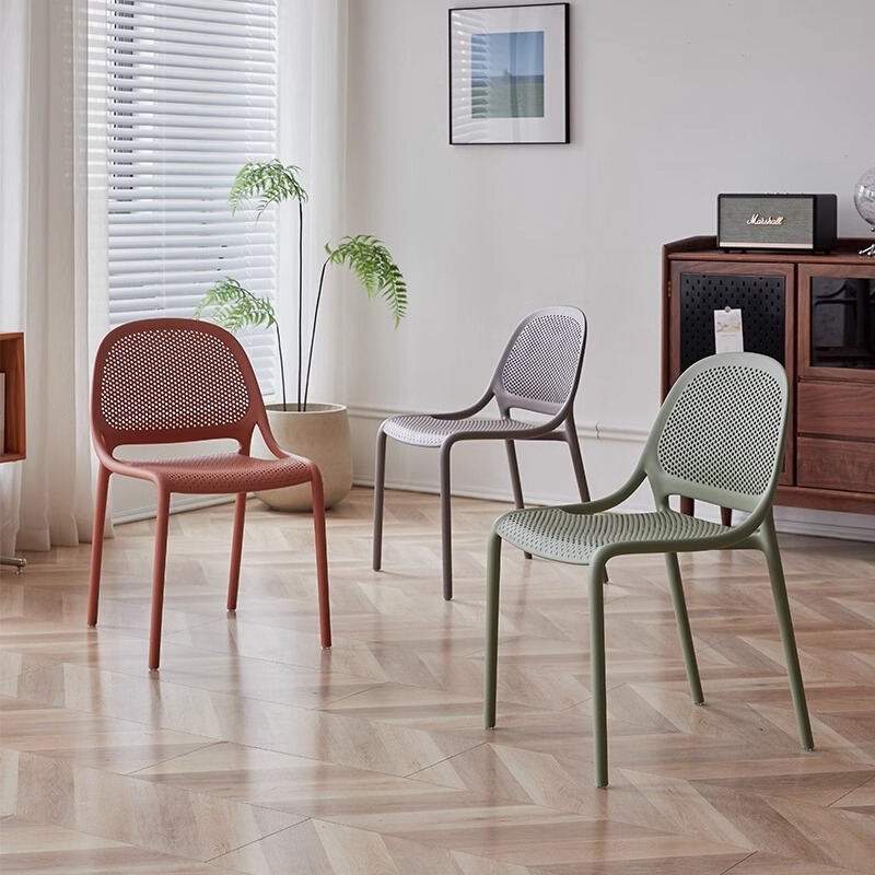 EaseNeat Fashion Design Plastic Dining Chairs with Backrests High Quality Easy Clean for Restaurants Living Rooms Malls