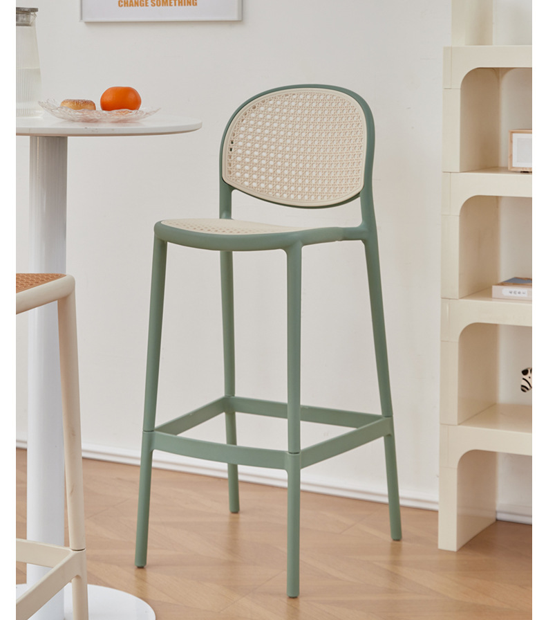 EaseNeat Nordic Kitchen High bar Stool Rattan Dining Chairs pp Chair Manufacturing Stackable