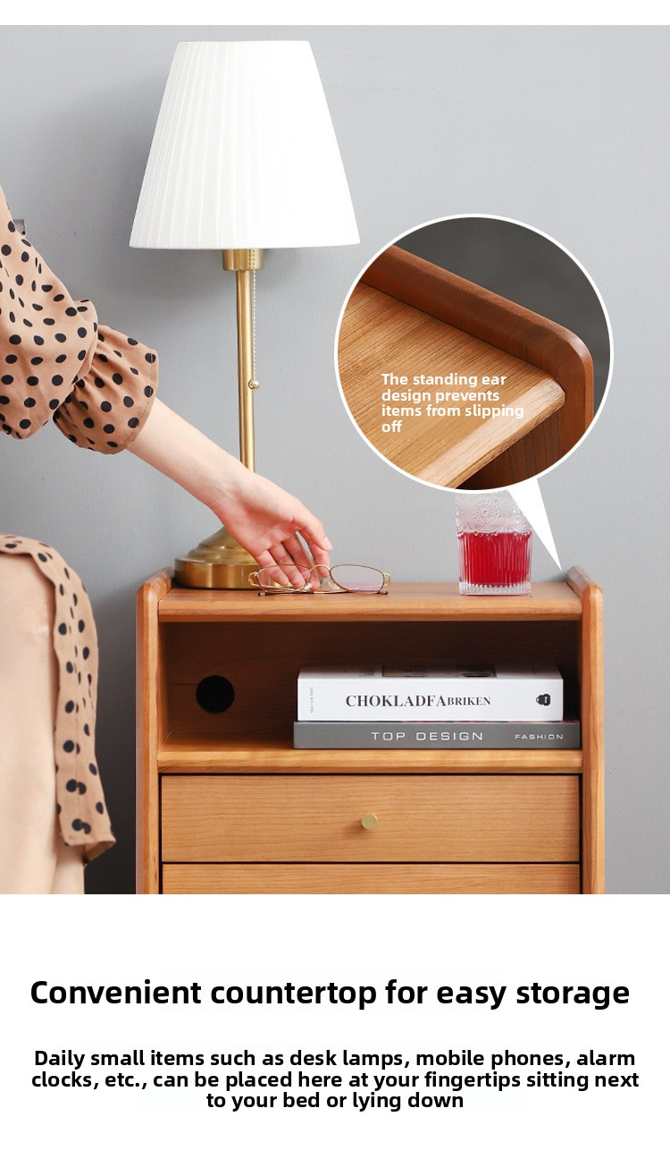 Nightstand,Bedside Table,Locker Nightstand Supplier Modern Japanese Solid Wood Nightstand Cherry Wood Bedroom Apartment Storage Locker