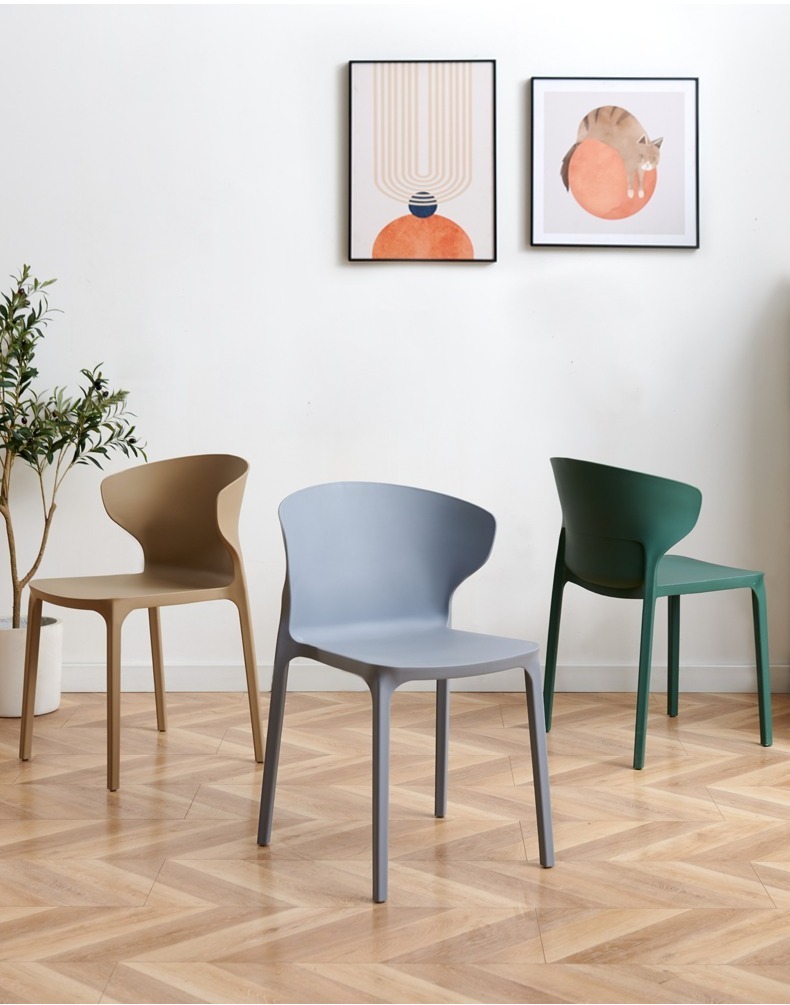 EaseNeat Modern Design Plastic Dining Chairs Colored Stackable Furniture for Living Rooms and Home Use,Outdoor Dining Chairs , Plastic Outdoor Dining Chairs , Simple Plastic Outdoor Dining Chairs