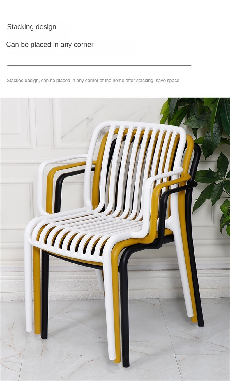 Manufacturer Nordic Fashion Plastic Armchair with Comfortable Armrests for Indoor Outdoor Home Garden Cafe Office Daily Use,Creative Dining Chair , Modern Creative Dining Chair , Plastic Modern Creative Dining Chair