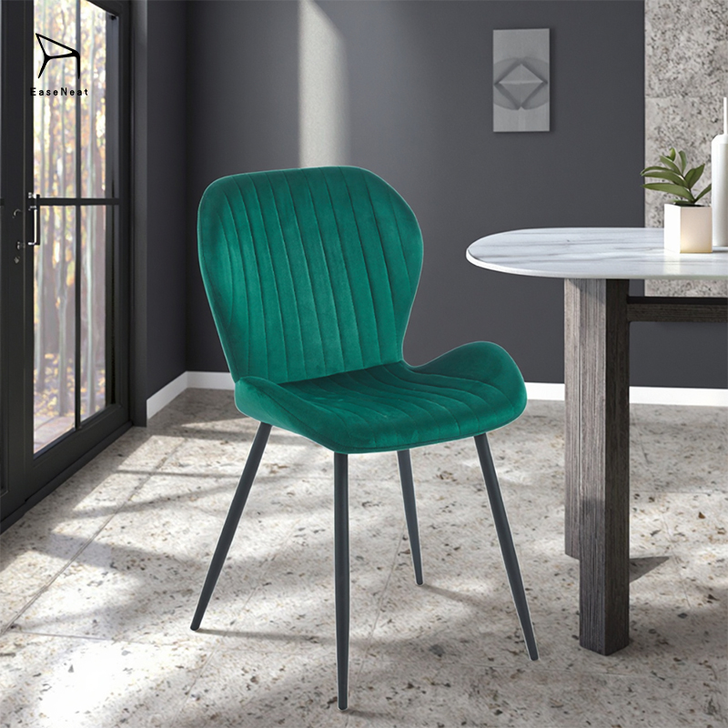 EaseNeat Dining Chair Modern Velvet Upholstered Metal Leg Cloth Dining Room Chair