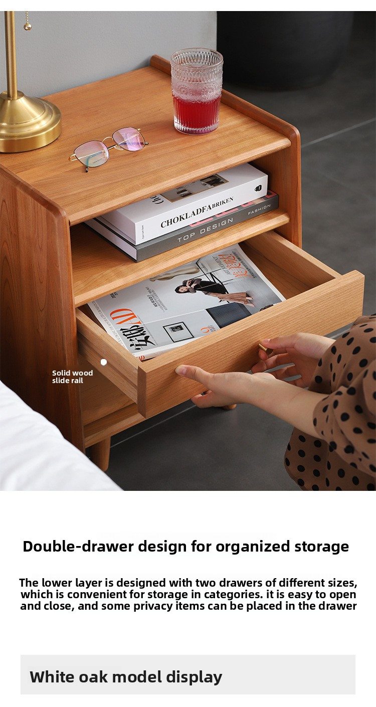 Nightstand,Bedside Table,Locker Nightstand Supplier Modern Japanese Solid Wood Nightstand Cherry Wood Bedroom Apartment Storage Locker
