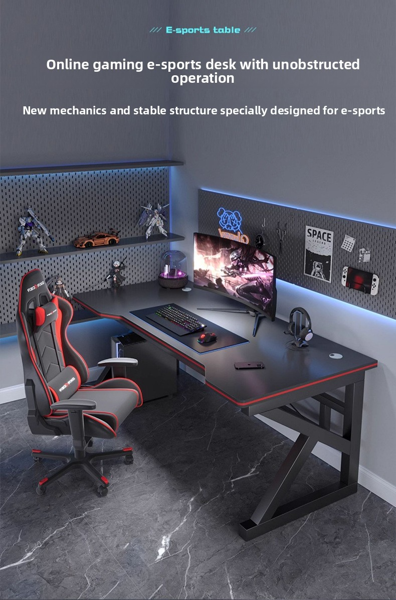 Gaming Desk,Long Gaming Desk,Metal Gaming Desk Manufacturer Ergonomic Black Carbon Fiber Portable Gaming Table with Durable Metal Legs