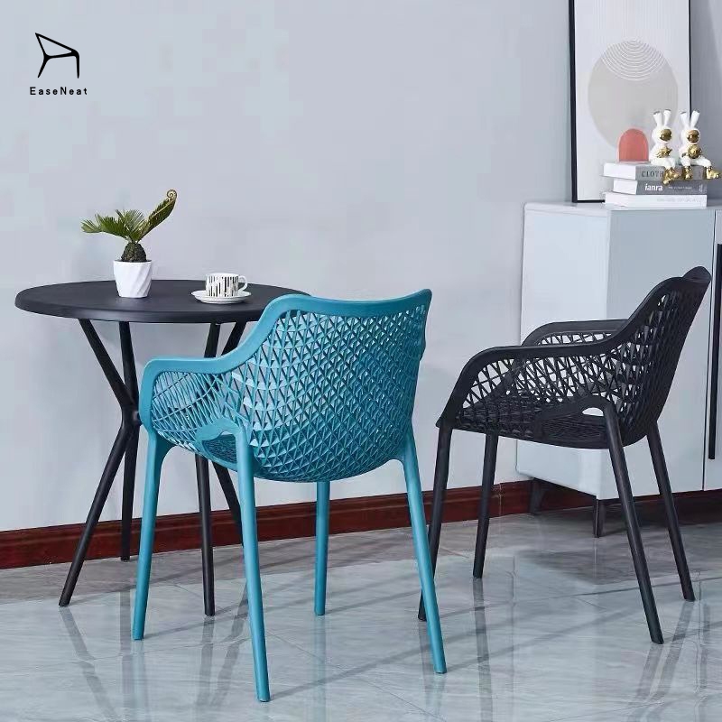 Supplier Plastic Dining Chair with Backrest and Armrests Portable Modern Style for Indoor Outdoor Home Cafe Restaurant Patio Use