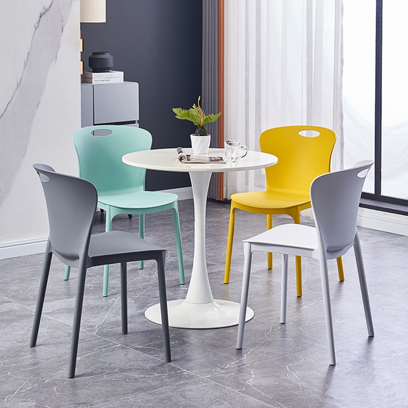 Modern High Quality Light Colored Plastic Dining Chairs Comfortable Stackable for Kitchen Coffee Shop Mall Living Home Furniture