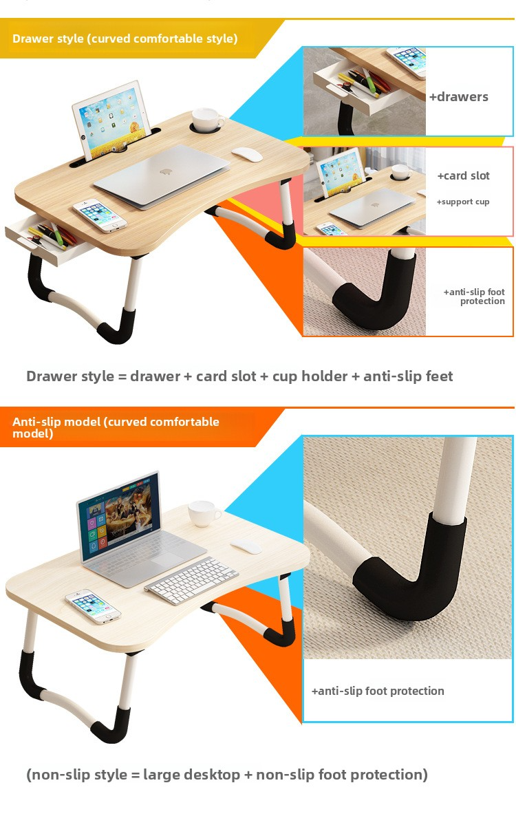 Wooden Folding Desk,Computer Desk,Computer Folding Desk Supplier Foldable Laptop Desk MDF Learning Notebook Holder for Bed With USB