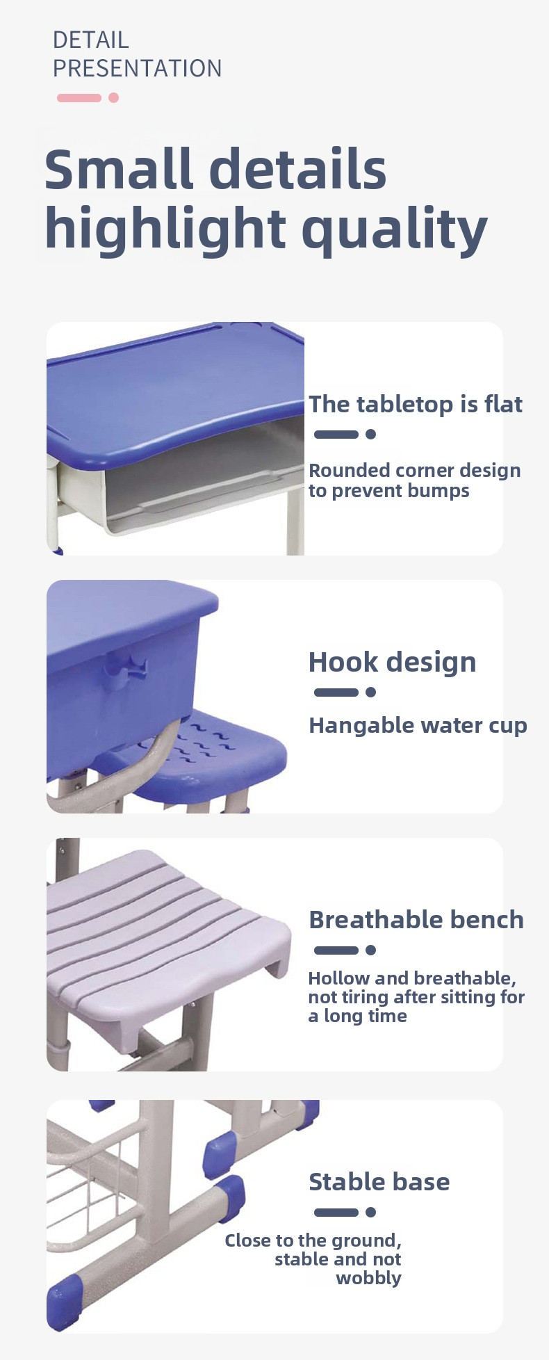 Student Desk and Chair,Classroom Desks and Chairs,Ergonomic Chair for Students Supplier Modern Primary and Secondary School Student Desk and Chair Set Classroom Furniture Adjustable Function