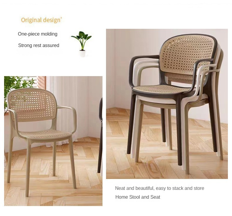 Plastic Chairs , Wholesale Plastic Chairs , Manufacturer Wholesale Plastic Chairs,Wholesale Modern Plastic Rattan Chair Armrest Hollow Back Can Be Stacked Simple Design for Garden Outdoor Dining Home Furniture