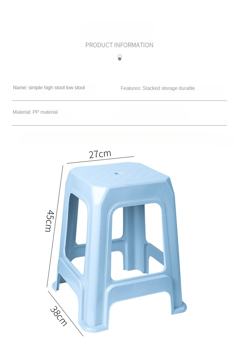 plastic sitting stool,plastic chair and stool,chair stool plastic,Factory Direct Sale Cheap Durable Plastic Stool Thicken Stacked Portable Living Room Outdoor Courtyard Bedroom Family Furniture
