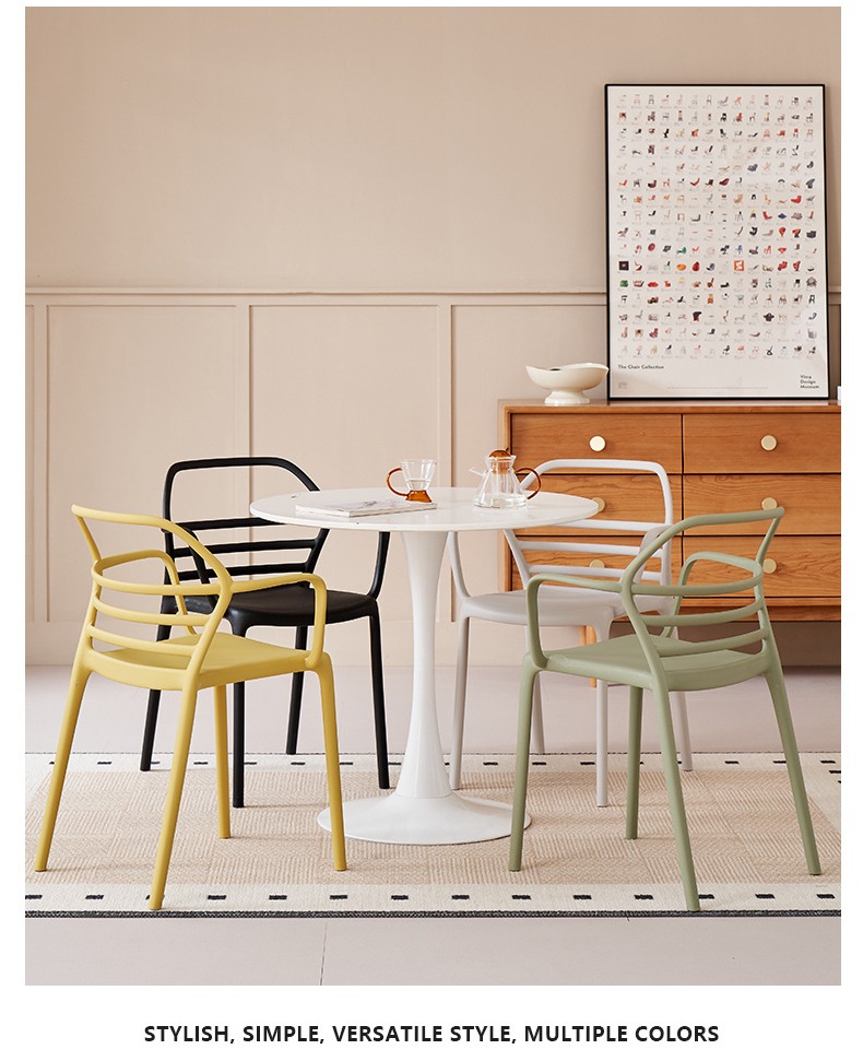 Dining Chair Thickened Plastic Stackable Modern Outdoor Living Rooms Stool for Milk Tea Shop Home Furniture,Plastic Dining Chair , Light Grey Plastic Dining Chair , Backrest Light Grey Plastic Dining Chair