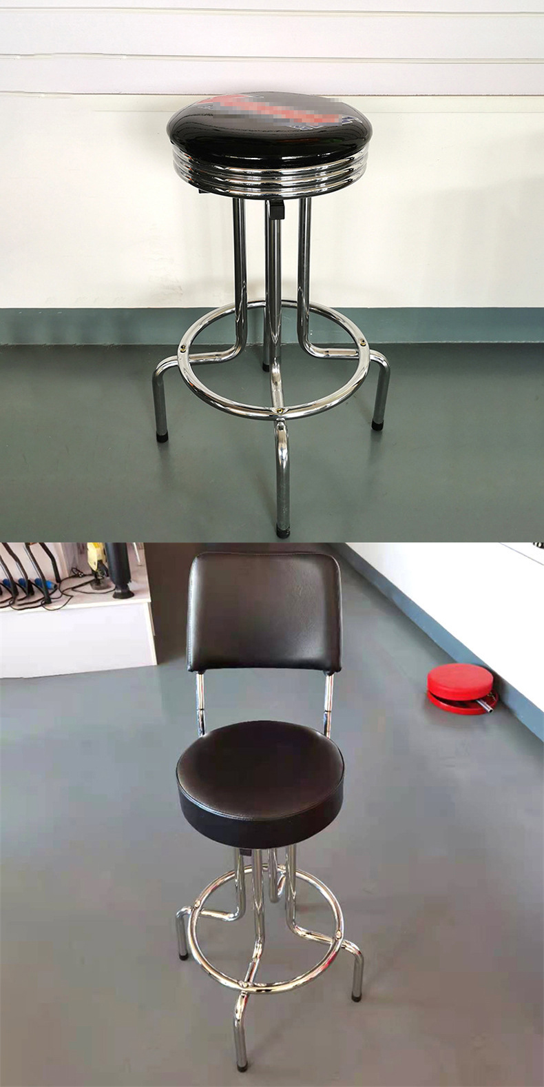 Bar Stools,Leather Counter Height Bar Stools,Custom Bar Stools Wholesale Custom Logo Bar Stools Metal Frame Swivel Dual Ring With Leather Seat for Commercial