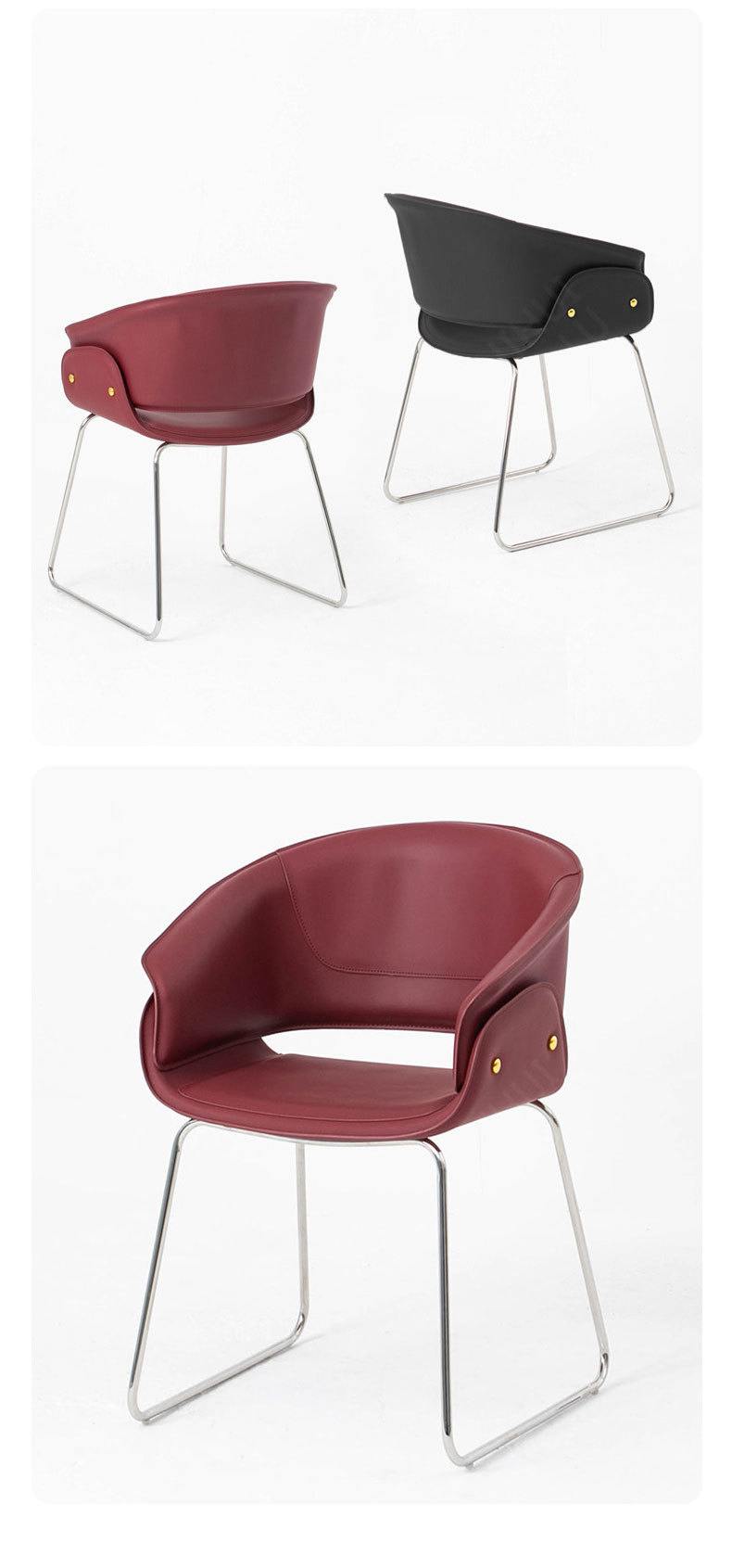 Leather Dining Chair,Red Leather Dining Chairs,Leather and Metal Dining Chairs Wholesale 2026 New Italian Dining Chair With Saddle Leather and Metal Frame for Home Use