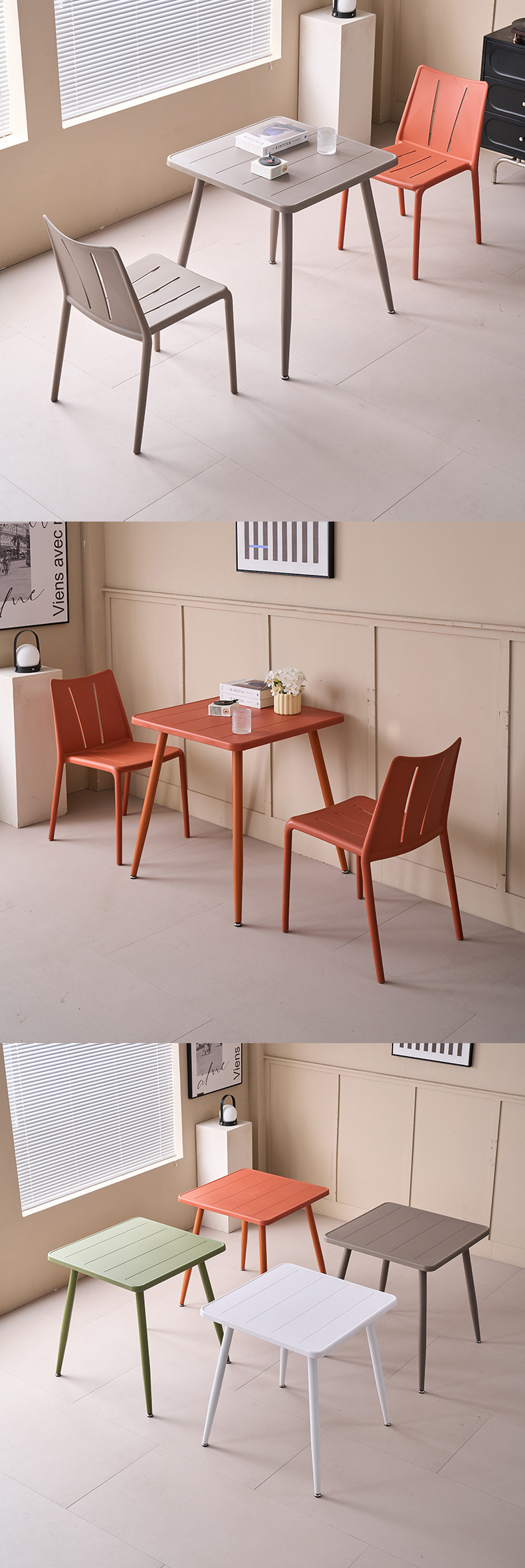 Plastic Dining Table,Plastic Table,Plastic Outdoor Dining Table EaseNeat Modern Simple Square Plastic Dining Table Waterproof Durable for Outdoor Restaurant