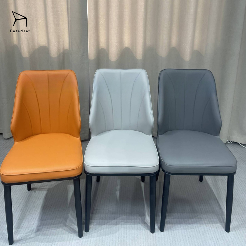 Manufacturer Factory Price Simple Design Dining Chairs Furniture Modern Hotel Luxury Restaurant Nordic Metal Leather