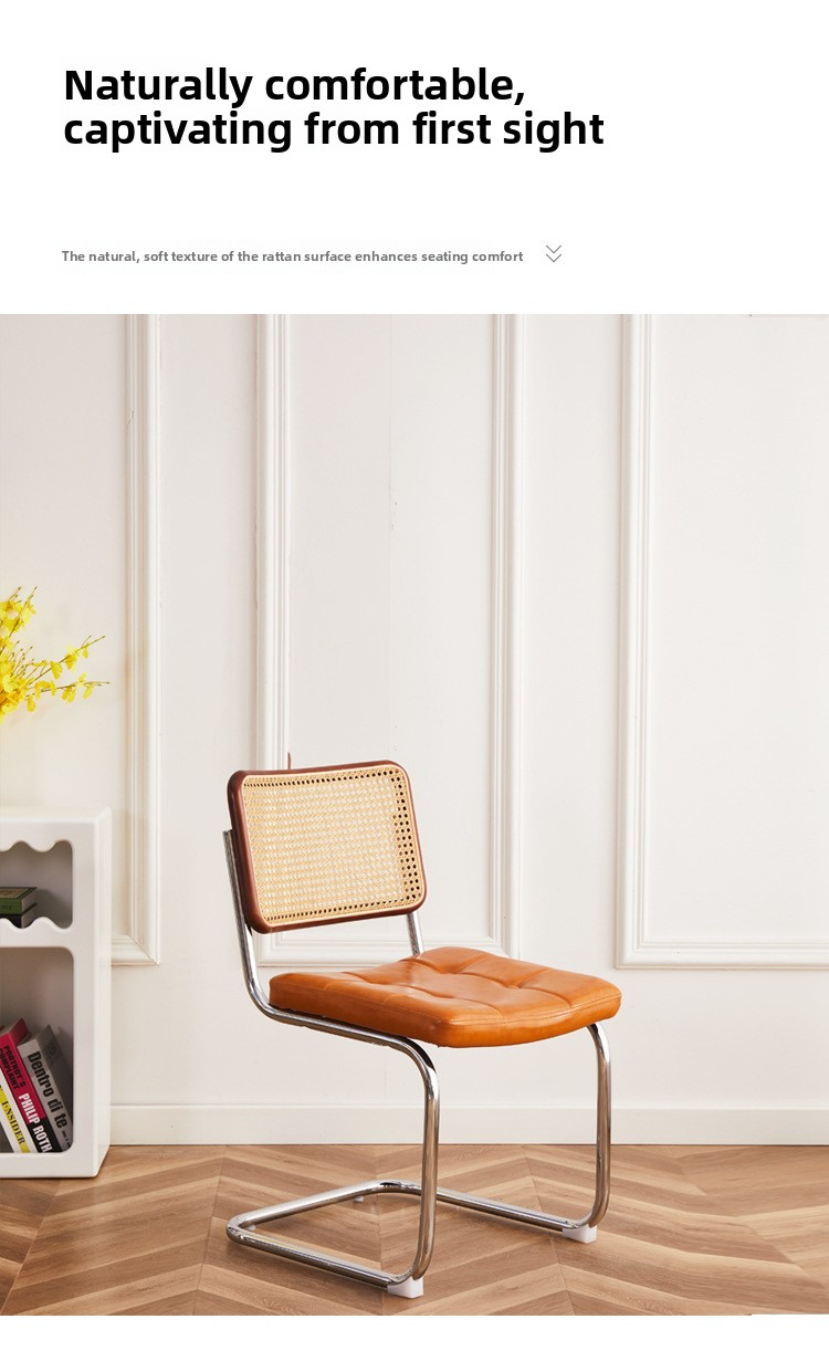 Dining Chair,Leather Dining Chairs With Arms,Leather Cushion Dining Chair Wholesale Hot Sale Mid Century Wood Dining Chair With Rattan Back Solid Seat For Hotel Home