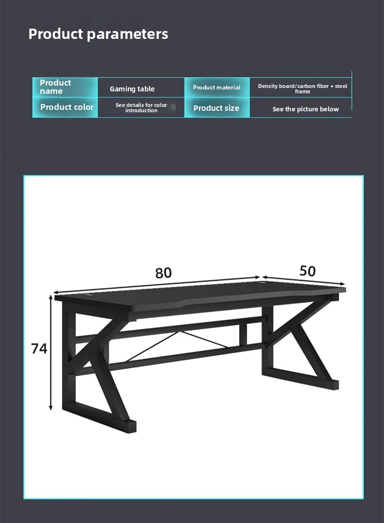 Gaming Desk,Long Gaming Desk,Metal Gaming Desk Wholesale Ergonomic Black Carbon Fiber Board Gaming Table Portable with LED Lights