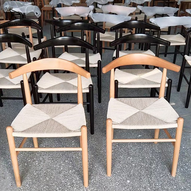Solid Wooden Dining Chairs,Solid Dining Chairs,Solid Wood Kitchen Chairs Supplier Modern Commercial Exquisite and Comfortable Woven Rope Seat Restaurant Hotel Wooden Chairs Casual Simple