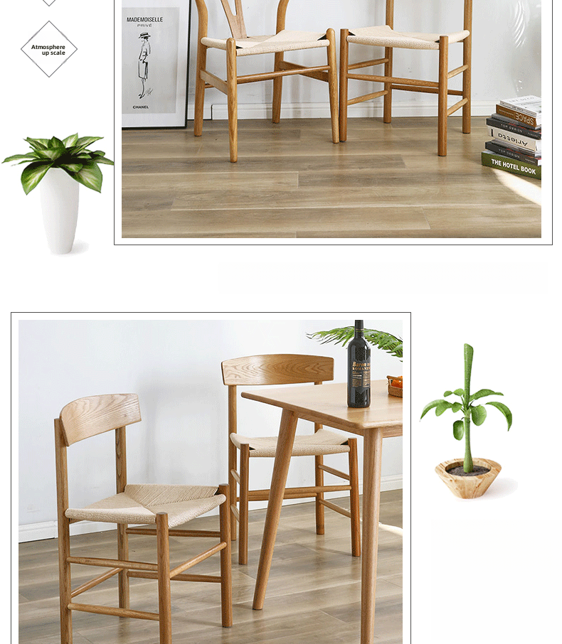 Wooden Chairs,Natural Wood Chairs,Bent Wood Chair Wholesale Modern Simple Woven Rope Wooden Chairs Restaurant Hotel Living Room Household Furniture Dining Chair Wood Color