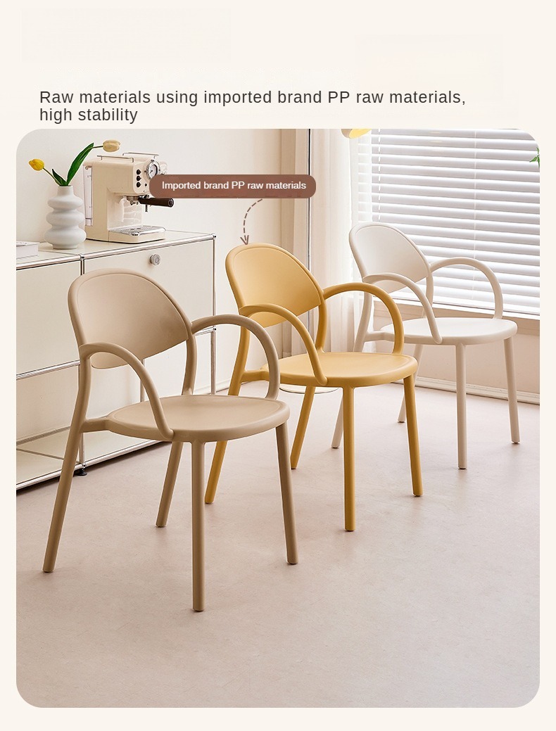 Chair with Plastic Cover,Patio Chair Plastic,Modern Chair Plastic,Stackable Armrest PP Dining Chair Light Grey New Design Wedding Garden Outdoor Waterproof Modern and Simple