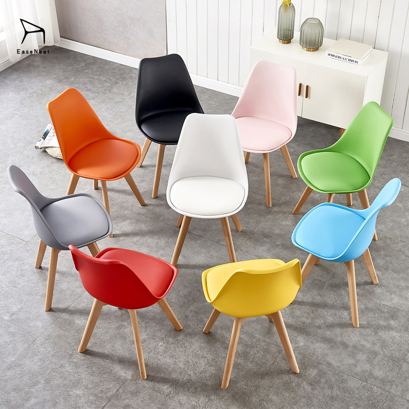 Plastic Chairs,Polypropylene Chairs,Cheap Plastic Outdoor Chairs EaseNeat Modern Wooden Legs Dining Set 6 Chairs and Table for Cafe or Mall PP Plastic Restaurant Chair with Stylish Design
