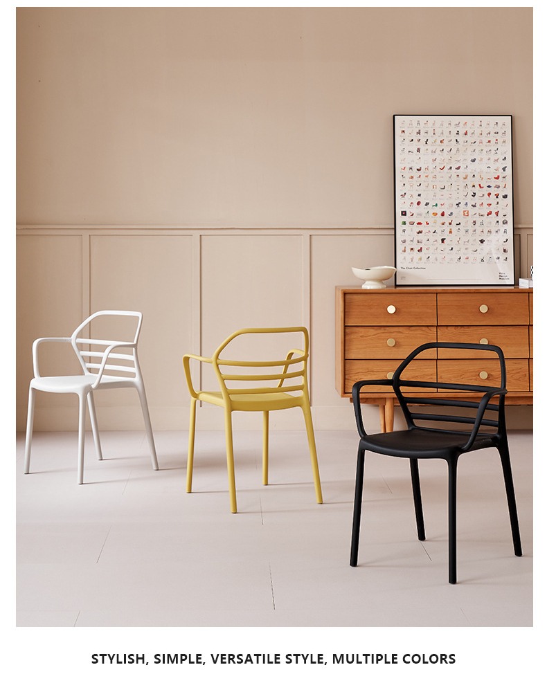 Dining Chair Thickened Plastic Stackable Modern Outdoor Living Rooms Stool for Milk Tea Shop Home Furniture,Plastic Dining Chair , Light Grey Plastic Dining Chair , Backrest Light Grey Plastic Dining Chair