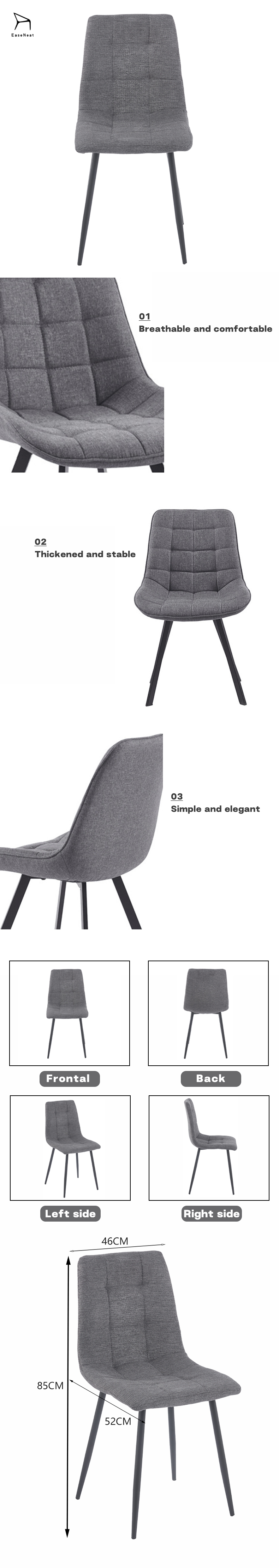 Metal Dining Room Chair,Dining Chair Metal Legs,Chair Metal Leather,EaseNeat Modern Hotel Dining Room Chairs with Metal Backrest Fabric Linen Stackable for Home Furniture or Restaurant Use