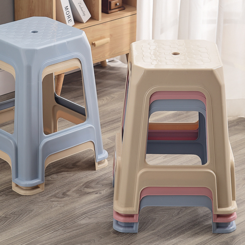 plastic sitting stool,plastic chair and stool,chair stool plastic,Modern High Stool PP Plastic Thickened Stackable Design Durable Adjustable for Home Bedroom Hospital Living Room Kitchen Use