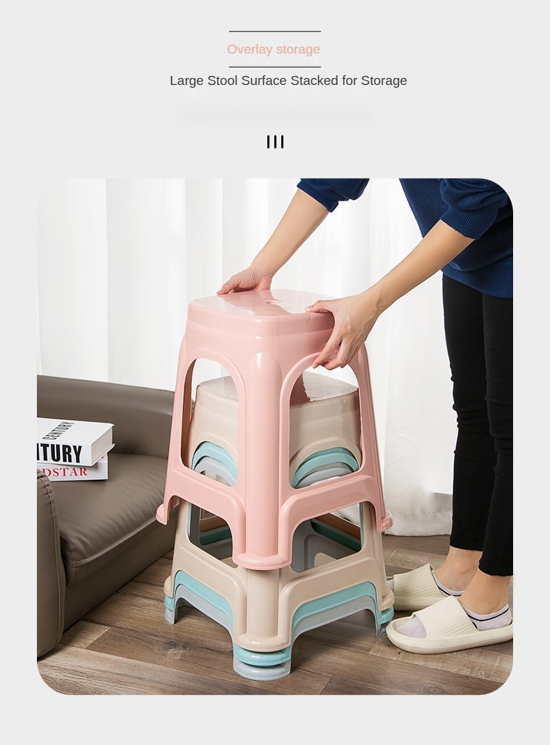 Chair Stool Plastic,Plastic Small Stool,Sitting Stool Plastic,Modern Anti-Drop Portable Chair Stool Thickened Plastic Removable Stackable for Household Bedroom School Warehouse Use for