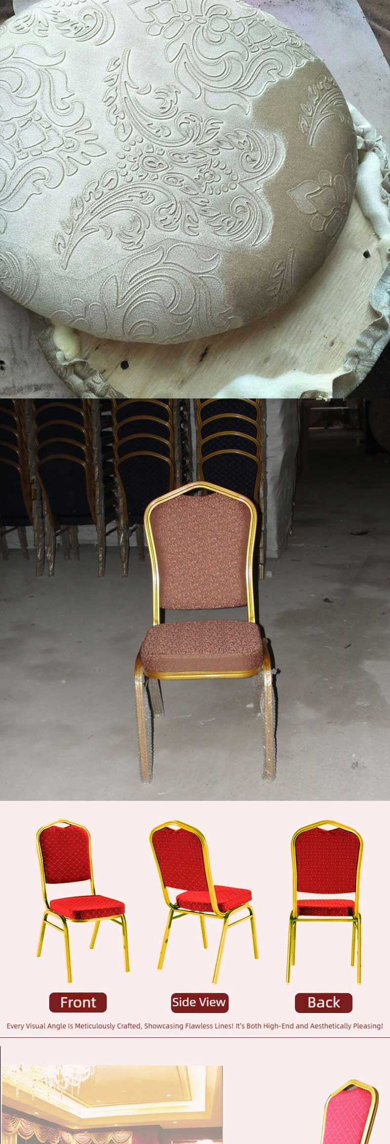 Hotel Chairs,Hotel Dining Chairs,Hotel Banquet Chairs Supplier Moroccan Round Back Hotel Chair With Iron Art Pattern and Velvet Upholstery for Wedding Hall