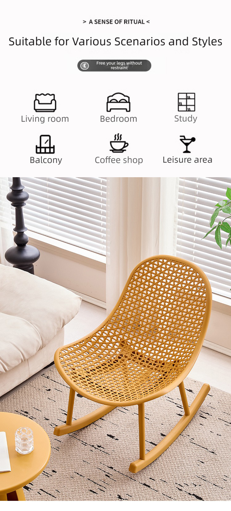 Plastic Rocking Chair,Plastic Resting Chair,Plastic Outdoor Rocking Chair Supplier Plastic Rocking Lounger Chair for Living Room Balcony With Weather Resistant Frame