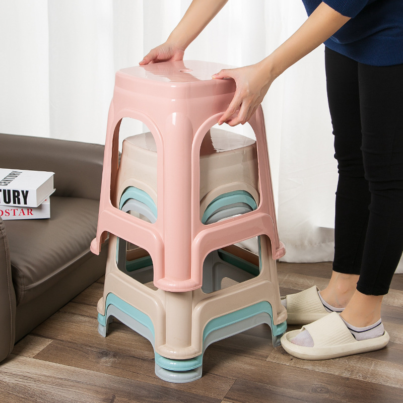 Chair Stool Plastic,Plastic Small Stool,Sitting Stool Plastic,Modern Thickened Portable Anti-Drop Plastic Chair Stool Wholesale Household Stackable Ottomans for Apartment Park School