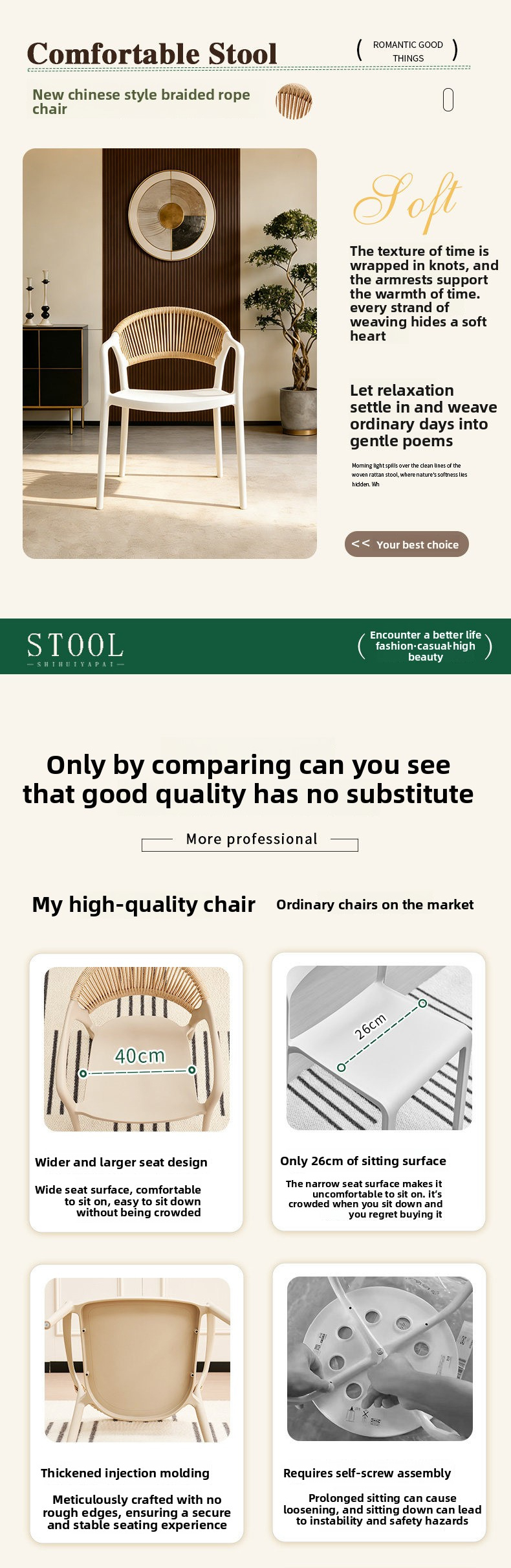 Dining Chair,Commercial Restaurant Chairs,Stacking Dining Chairs EaseNeat Stackable Lightweight Outdoor Rope Garden Chair With Large Backrest White Plastic Dining Chair