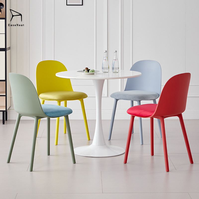 Plastic Dining Chair,Plastic Chairs for Kitchen,Velvet Upholstered Dining Chairs Supplier Velvet Colorful Round Cushion Plastic Dining Chair Seat For Outdoor Garden