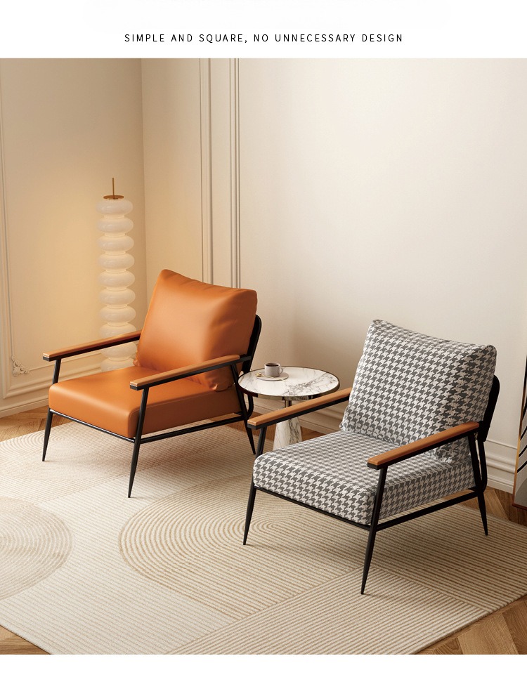 Sofa Chair , Single Sofa Chair , Nordic Minimalist Single Sofa Chair,Metal Frame Fabric Single Sofa Chair Nordic Style For Living Room Office Hotel