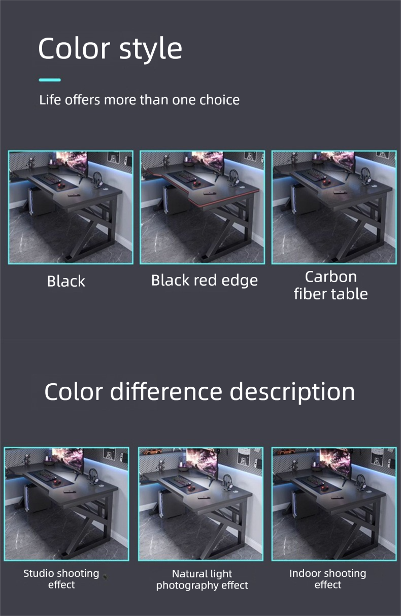 Gaming Desk,Long Gaming Desk,Metal Gaming Desk Wholesale Ergonomic Black Carbon Fiber Board Gaming Table Portable with LED Lights