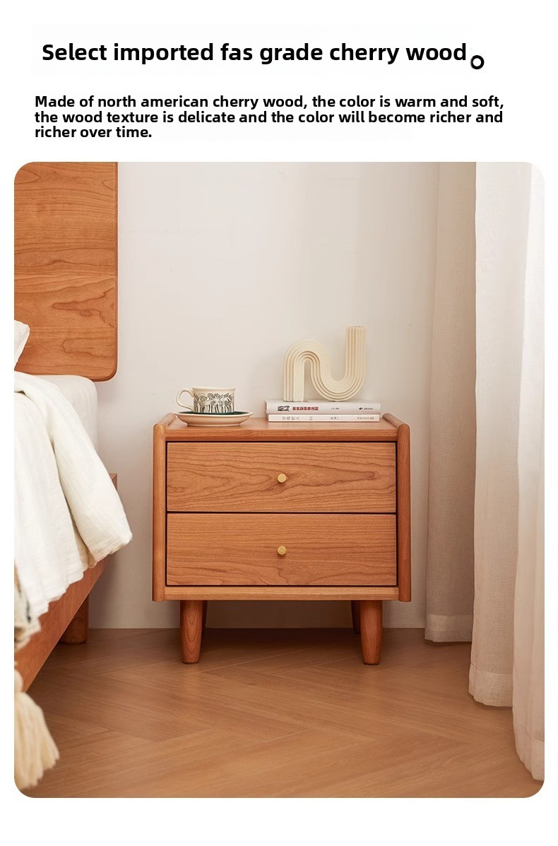 Bedside Cabinet,Oak Nightstand with Drawers,Wide Nightstand with Drawers EaseNeat Modern Style Solid Wood Bedside Cabinet Versatile Nightstands for Home Living Room Hotel School Warehouse Home Bar