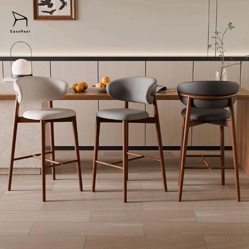 Leather Bar Chair,Leather Counter Stools With Backs,Leather Counter Height Bar Stools Wholesale Modern Leather Bar Chair Metal Frame With Backrest for Bar Counter Restaurant Dining