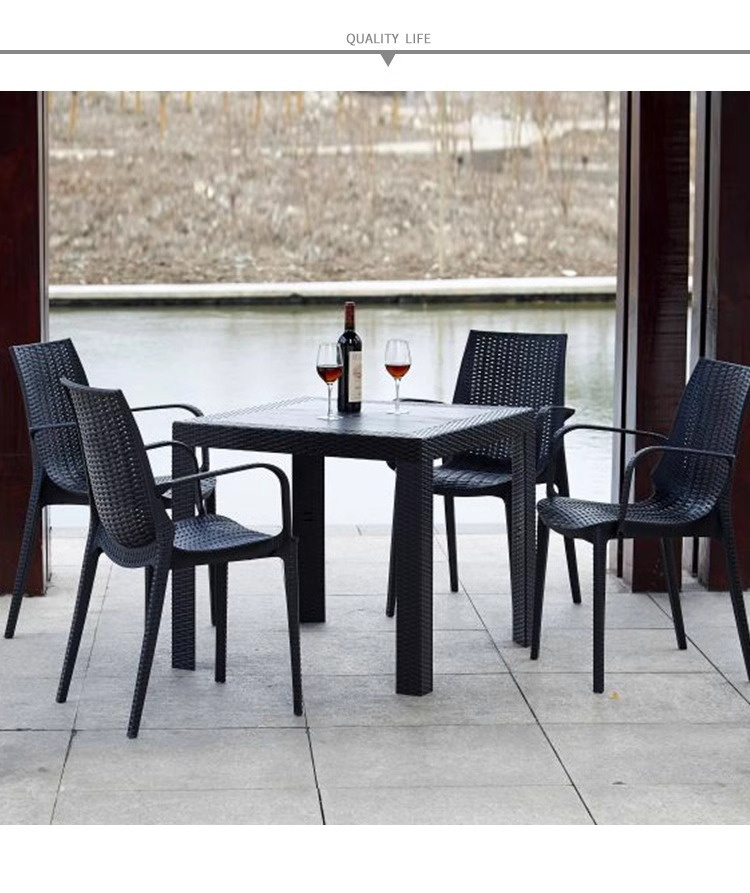 Plastic Table,Plastic Tables for Sale,Plastic Outdoor Dining Table Supplier Wholesale High-quality Modern Outdoor Strong Black Plastic Table That Can Be Stacked for Restaurants and Coffee Shops