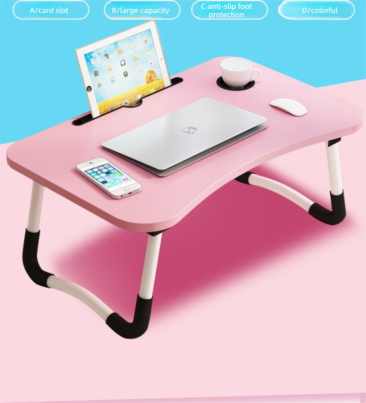 Wooden Folding Desk,Computer Desk,Computer Folding Desk Wholesale Portable Foldable Notebook Computer Table Card Slot Cup Holder Durable Wooden