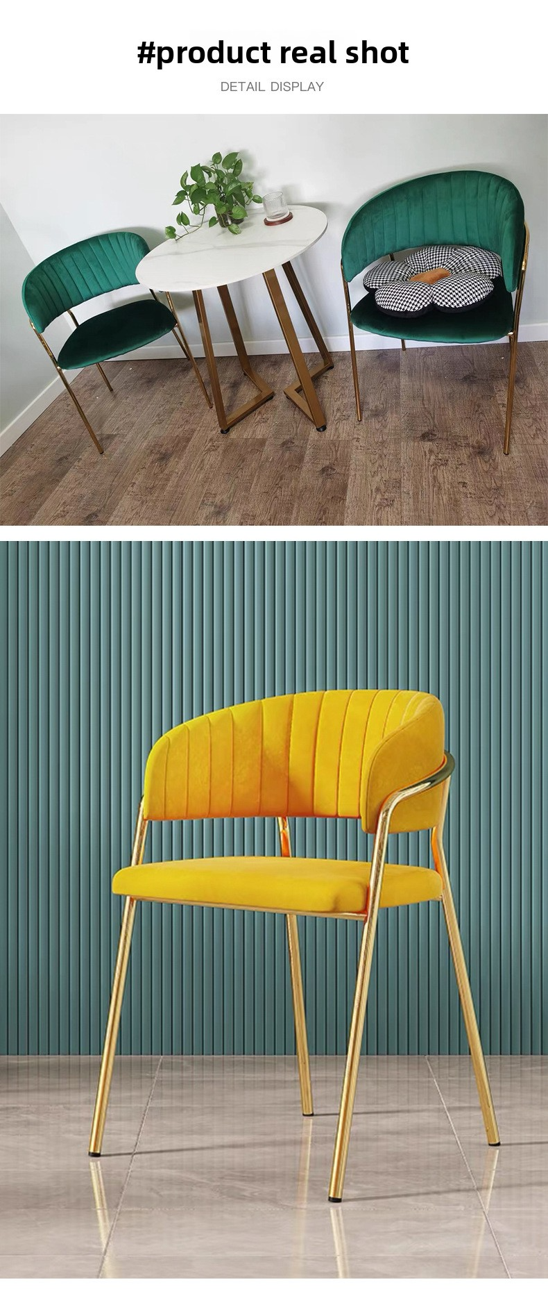 Velvet Dining Chair,Velvet Dining Chairs Set of 6,Green Velvet Chairs Dining EaseNeat Light Luxury Multi Color Dining Chair Metal Frame For Restaurant Kitchen Home Furniture