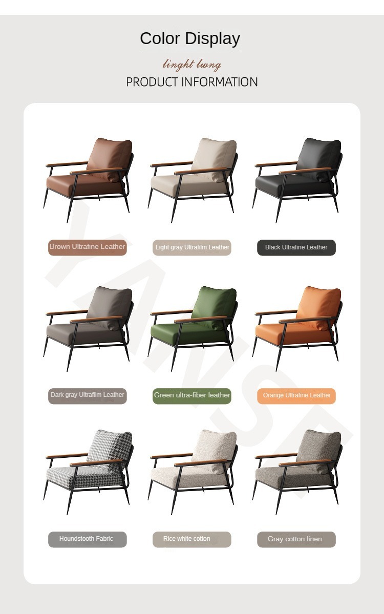 Sofa Chair , Single Sofa Chair , Nordic Minimalist Single Sofa Chair,Metal Frame Fabric Single Sofa Chair Nordic Style For Living Room Office Hotel