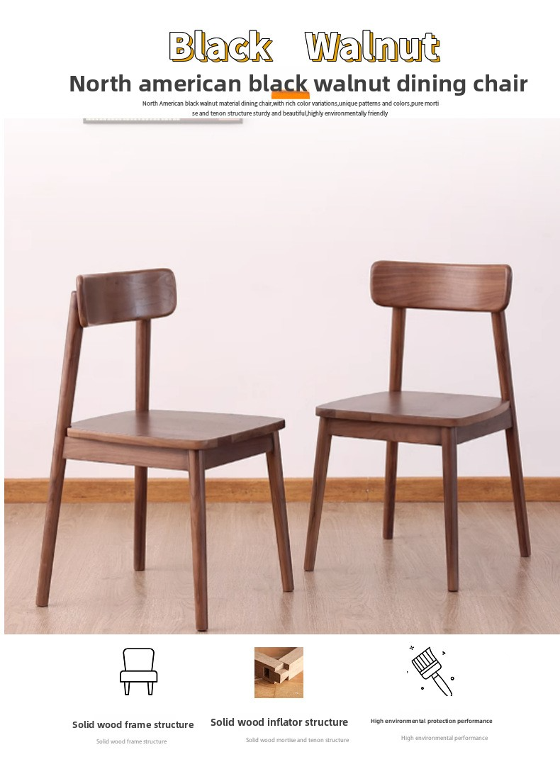 Solid Wood Dining Chairs,Natural Wood Dining Chairs,Solid Oak Dining Table and Chairs Supplier Dining Room Wood Dining Chairs Backrest Chair Nordic Style Coffee Shop Leisure Chair