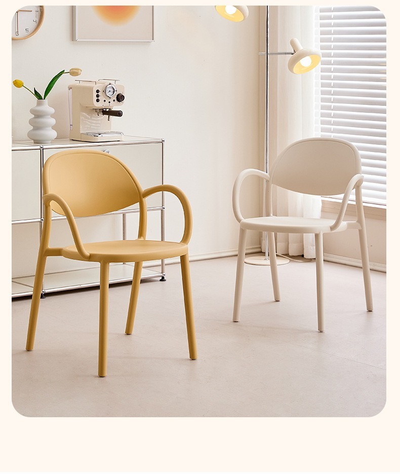 Chair with Plastic Cover,Patio Chair Plastic,Modern Chair Plastic,Stackable Armrest PP Dining Chair Light Grey New Design Wedding Garden Outdoor Waterproof Modern and Simple