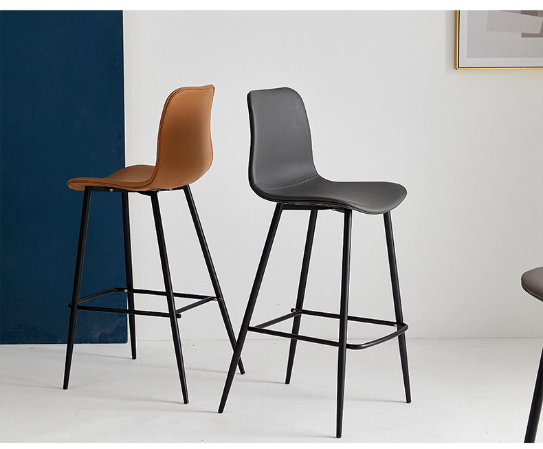 EaseNeat New Brown Modern Luxury Leather Highbar Chair Special Bar Stool with Black Metal Leg for Dining Outdoor Hotel Use,black counter stools / Plastic black counter stools / Minimalist Plastic black counter stools
