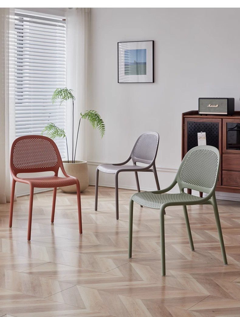 Manufacturer Fashion Design Plastic Dining Chairs with Backrests High Quality Suitable for Restaurants Living Rooms Malls,Dining Room Set , Black Dining Room Set , Plastic Black Dining Room Set