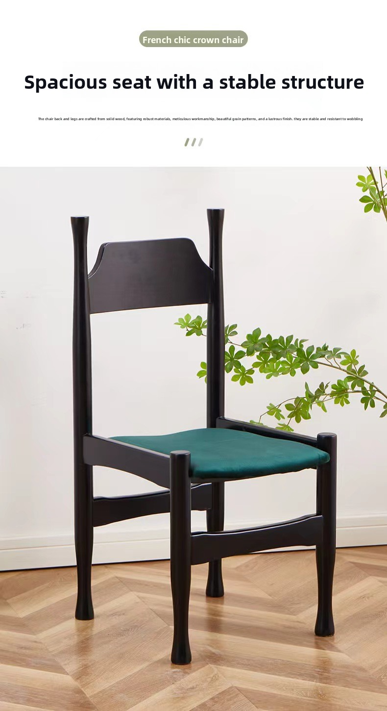 Solid Wood Dining Chair,Black Wood Kitchen Chairs,Light Wood Dining Set Supplier French Solid Wood Dining Chair With Fabric Upholstery for Home Restaurant Use